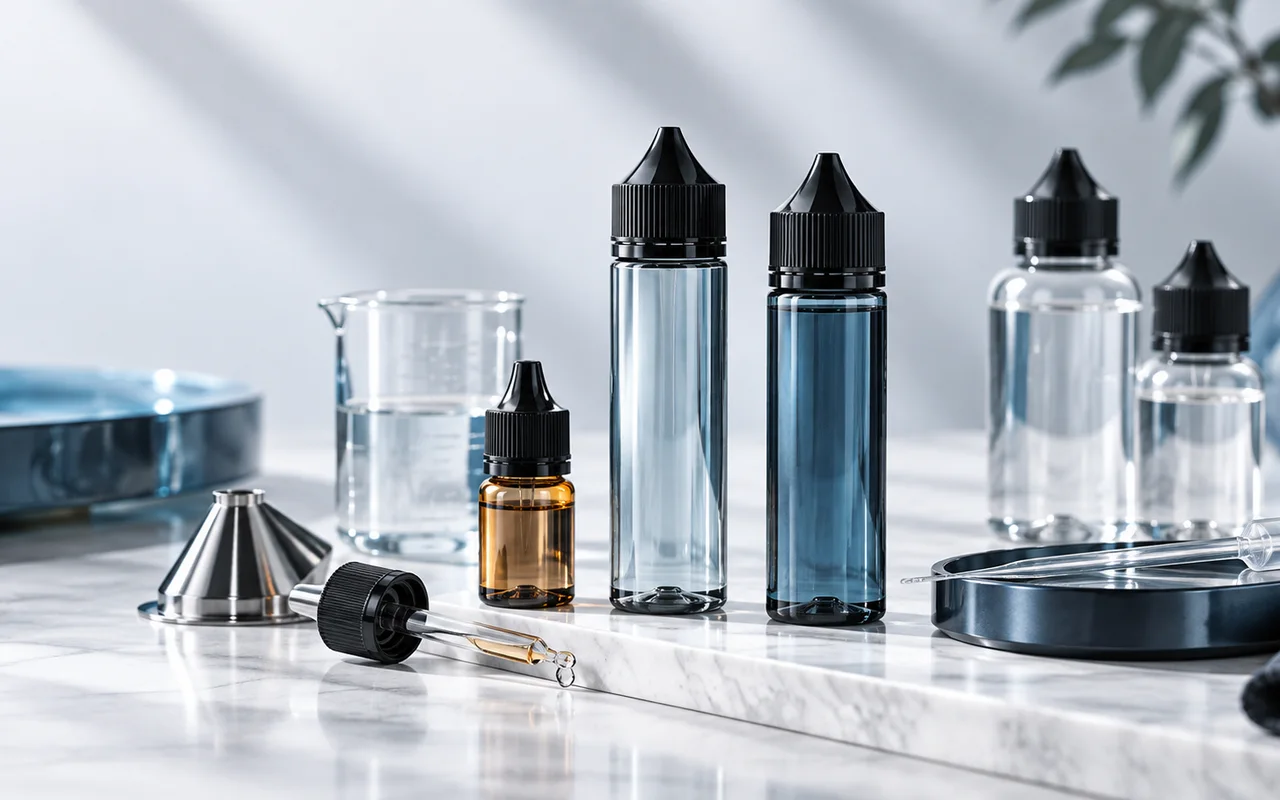 DIY-Liquid-Zubehör mit Flaschen, Pipetten und Mischutensilien