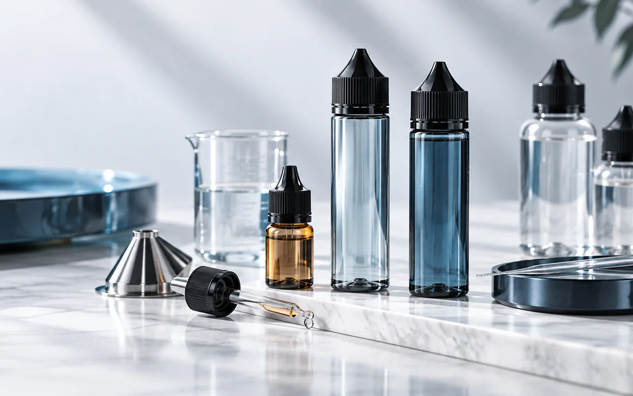 DIY-Liquid-Zubehör mit Flaschen, Pipetten und Mischutensilien